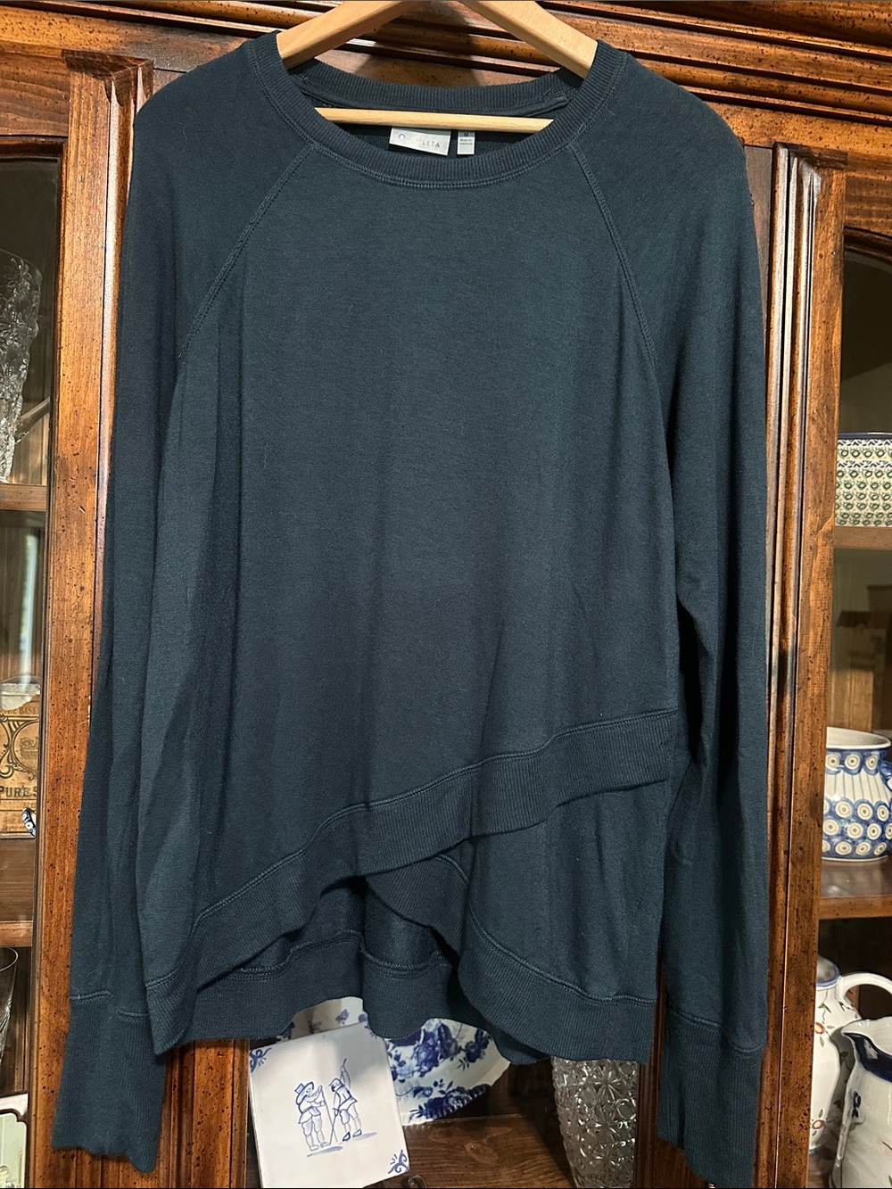 Athleta Dark Teal Asymmetric Pullover Sweatshirt